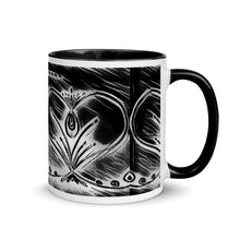 Load image into Gallery viewer, Black and White Twin Heart Mug with Color Inside - iVibe Art