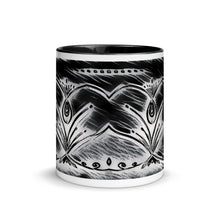 Load image into Gallery viewer, Black and White Twin Heart Mug with Color Inside - iVibe Art