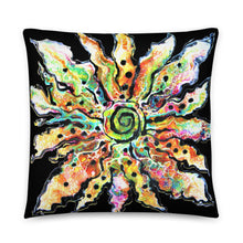 Load image into Gallery viewer, Black Colorful Abstract Flower Pillow - iVibe Art