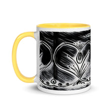 Load image into Gallery viewer, Black and White Twin Heart Mug with Color Inside - iVibe Art