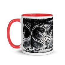 Load image into Gallery viewer, Black and White Twin Heart Mug with Color Inside - iVibe Art