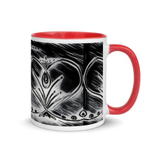 Load image into Gallery viewer, Black and White Twin Heart Mug with Color Inside - iVibe Art
