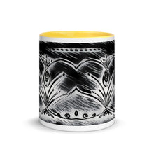 Load image into Gallery viewer, Black and White Twin Heart Mug with Color Inside - iVibe Art