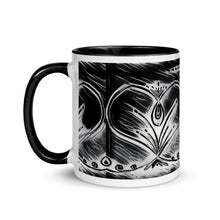 Load image into Gallery viewer, Black and White Twin Heart Mug with Color Inside - iVibe Art