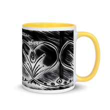 Load image into Gallery viewer, Black and White Twin Heart Mug with Color Inside - iVibe Art