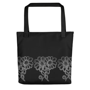 Black and White Daisy Tote bag - iVibe Art
