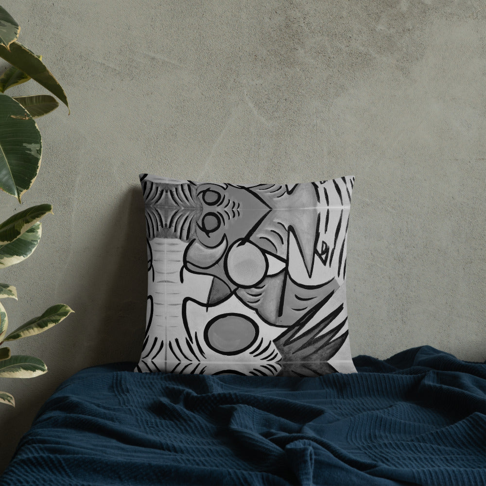 Grayscale Abstract Throw Pillow - iVibe Art