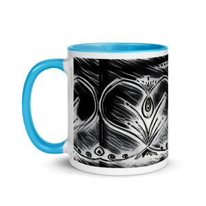 Black and White Twin Heart Mug with Color Inside - iVibe Art