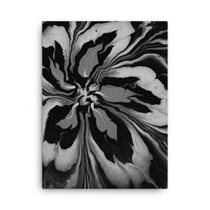 Grayscale Abstract Fluid Flower Painting Print - iVibe Art